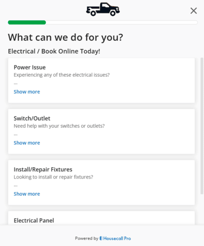 Housecall Pro client-side online booking widget